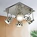 Produktbild Depuley Deckenstrahler Led Mordern Deckenleuchte mit 4 Schwenkbar GU10 Fassung, Warmweiß Deckenlampe Strahler mit Quadratischer Platte, Deckenspot für Wohnzimmer, Küche, Glühbirne enthalten