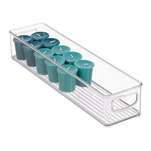 iDesign Cabinet/Kitchen Binz Caja organizadora, pequeño organizador de cocina de plástico, cajón para frigorífico alargado, transparente