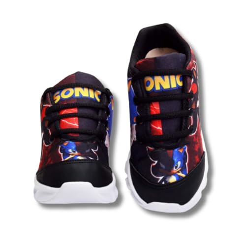 Kit Tênis De Led Infantil Menino Masculino Sonic Shadow+ Chinelo + Relógio + Óculos, Tamanho 27