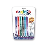 CARIOCA Oops Penne Colorate| Set Penne Cancellabili Ricaricabili per Scuola e Ufficio con Cappuccio, Doppia Gomma e Impugnatura Ergonomica, Colori Assortiti, 6 Pezzi