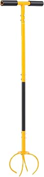 banapoy Manual Hand Tiller Cultivator, Heavy Duty Long Handle Metal Lawn Aerator Soil Loosener Twist Tiller for Soil Mixing Garden Raised Bed Flower Box