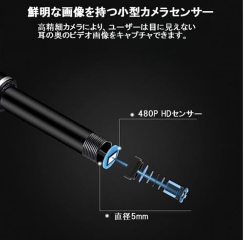 Yデパートセンター55® マイクロスコープ 耳かき スクープカメラ イヤースコープ 耳鏡 耳掃除 5mmレンズ LEDライト付 スマホ PC