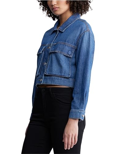 Buffalo David Bitton Women\'s Teagan Boxy Cropped Denim Jacket, Authentic Worn - Thumbnail 2