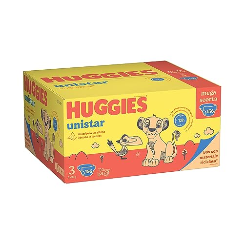 Huggies Unistar Paquete Mega Stock Pañales Talla 3 (4-9 kg) Oferta 156 Pañales