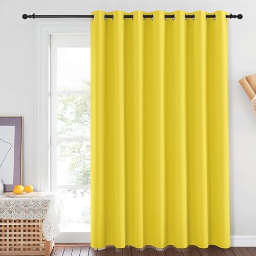 NICETOWN Sliding Glass Door Curtain Extra Long 84 inches Long, Grommet Thermal Insulated Blackout Patio Door Curtain Panel for Bedroom/Pergola, Bright Yellow, 1 Panel, W100 x L84