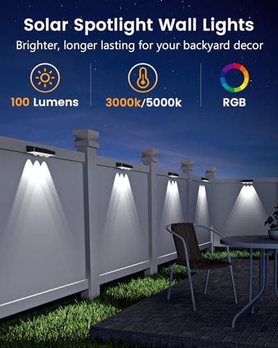 JOFIOS Solar Fence Lights, Warm White+RGB, 10H Battery,Black,12Pack - Image 1
