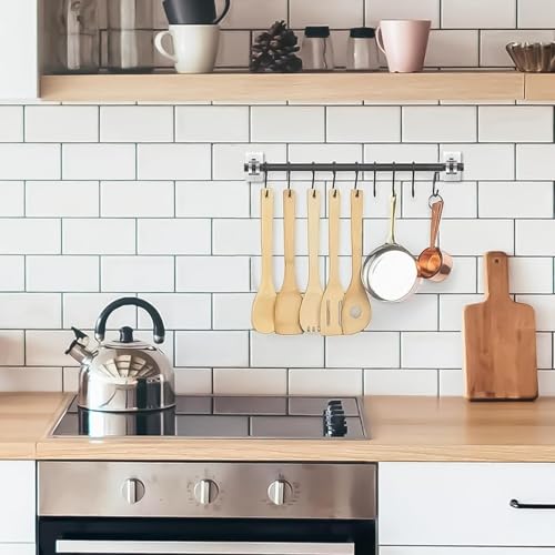 QXORE No Drill Curtain Rod Brackets No Drilling Self Adhesive Curtain Rod Holder Hooks Nail Free Adjustable Curtain Rod Hooks Curtain Hangers for Bathroom Kitchen Home Bathroom and Hotel