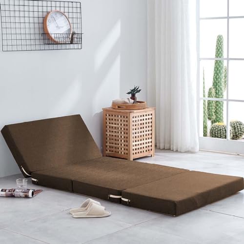 Colchón plegable de tamaño individual, doble, colchón de 4 pliegues, colchón de cama de invitados con parte inferior antideslizante, cama de futón plegable, colchón portátil para viajes y camping
