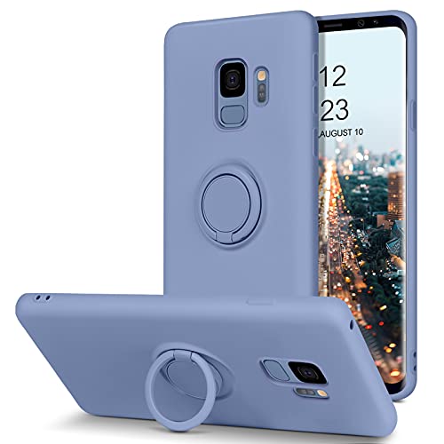 Bentoben Samsung Galaxy S9 Case, Slim Silicone | 360° Ring Holder Kickstand | Support Car Mount | Soft Rubber Shockproof Bumper Protective Non-Slip Case For Samsung Galaxy S9 5.8" (2018),Lavender Gray #TOP10