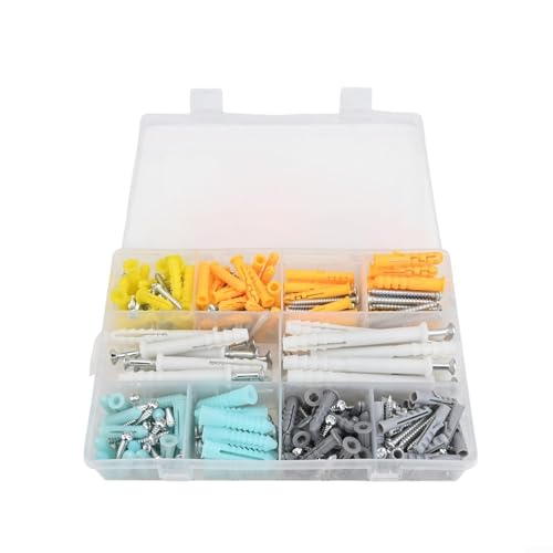 300Pcs Self Tapping Screws Kit with Wall Anchors for Drywall Mounting Projects Secure Hold and Multiple Sizes for Various Household Applications