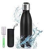 flintronic 500ML Taza de Viaje Pantalla LCD Táctil Inteligente,Termo Taza con Esterilización UV Y Modo Recordatorio,Frasco de Vacío de Acero Inoxidable,Térmica de Doble Pared, con Portavasos y Cepillo