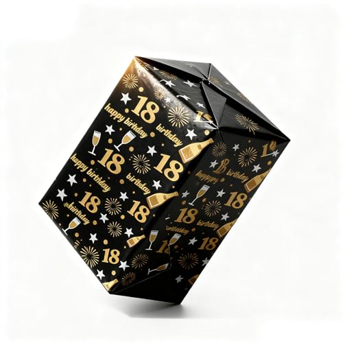 Jatidne 18th Birthday Wrapping Paper Recyclable with Ribbon Gift Wrap Eco Birhtday Paper Pack of 6 - Image 2