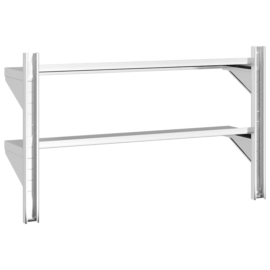 Estantería de pared de acero inoxidable con 2 estantes, 100 x 23,5 x 60 cm, color plateado