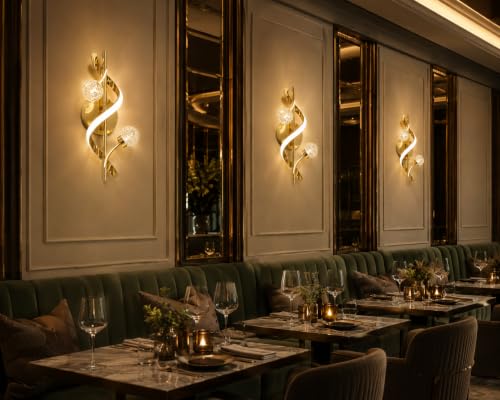 Image of FILLISKA Luxurious LED Wall Lamp for Home with Adjustable Colour Changing Function (1 Year Warranty)(French Gold-5054)