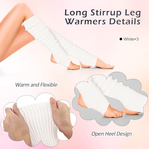Satinior SATINIOR-LONG STIRRUP LEG-01 3 Pairs Long Stirrup Yoga Leg Warmers 24 Inch Over The Knee Ribbed Knit Leg Warmer thumb #5