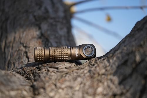 Image of Manker E03H III Rechargeable Headlamp Pocket Mini Flashlight with Clip - 90 Degree EDC Right Angle Flashlight with Headband and Magnet Tail (6500K Cool White, Sand)