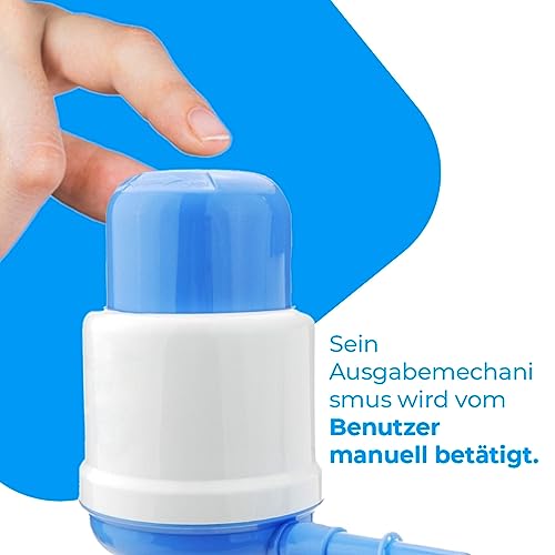 NK Universal Wasserspender - Manueller Dosierer für Flaschen, Fässer - Kompatibel mit Flaschen von 2,4,6,8,10 und 12L, mit Adapter von 3,8 und 4,8 cm - Weiß und Blau