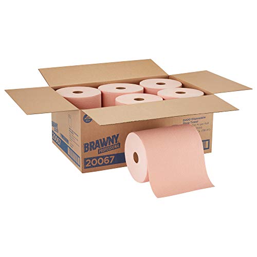 Brawny Professional D400 Disposable Shop Towel Refill By Gp Pro (Georgia-Pacific); Orange; 20067; 250 Feet Per Roll; 6 Rolls Per Case #TOP1