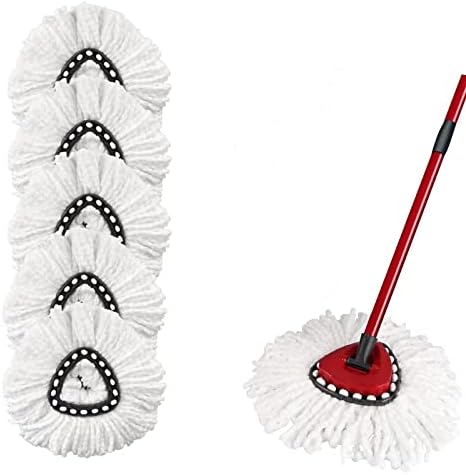 5-Pack Spin Mop Replacement Heads,DRENIS 100% Microfiber Spin Mop Refills Heads,360°Micro Replacement Mop Head for Easy House Cleaning Floor Mopping,White