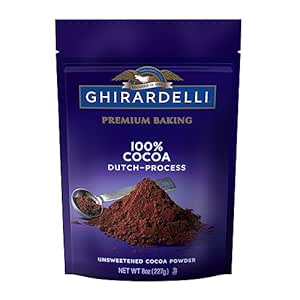 Ghirardelli Unsweetened Dutch Process Cocoa Pouch, 8 Ounce, Brown, Dark Chocolate (Pack of 6)