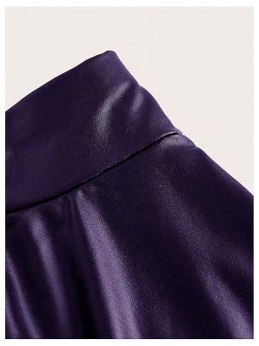 OYOANGLE Women's Plus Size PU Leather High Waisted Ruffle A Line Short Skirt Flared Skater Skirts3