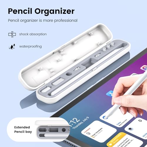 MOGOOD Piórnik do Apple Pencil 1. generacji/Apple Pencil 2. generacji, mały piórnik na ołówki Apple, biały z szarą wewnętrzną wkładką