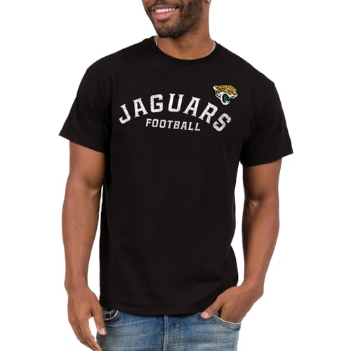 Junk Food NFL - Jacksonville Jaguars - Arched Front - Officially Licensed Adult Short Sleeve Fan Tee for Men and Women Black