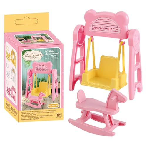 Mini Dollhouse Furniture Accessories Set, Swing&Rocking Horse Small House Furniture Toys Gift for Kids.