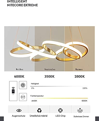 Lustre suspendu à intensité variable avec télécommande pour grand salon - 3