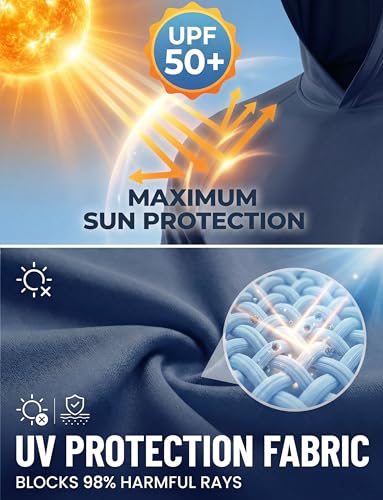 Men's UPF 50+ Sun Protection Hoodies Long Sleeve Swim Fishing Shirts