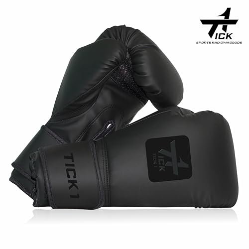 Image of Boxing Gloves for Men & Women 12 oz - Punching Gloves for Training & Heavy Bag Punching with Moulded Foam Padding.Durable PU Material with Secure Velcro Wrist Support (Colour Black)