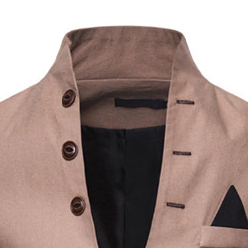 Mens Casual Blazer Jacket Slim Fit 3 Button Solid Suit Notched Lapel Business Standing Collar Jacke4