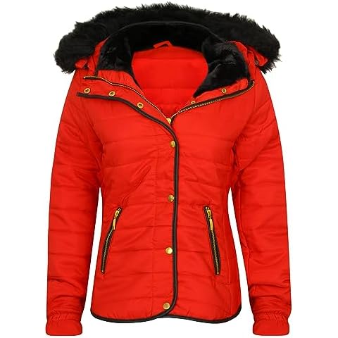Ejzo Women's Puffer Jacket with Fur Hood Cover