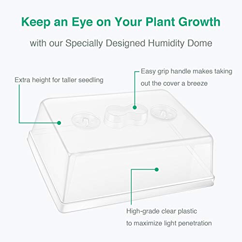 [Thick Plastic] 3-Set Strong Seed Starter Trays With 5" Humidity Domes For Seed Starting, Germination, Seedling Propagation & Plant Growing, Holds 144 Cells In Total #TOP2