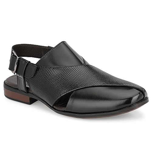 Image of egoss Luxe Premium Genuine Leather Peshawari Sandals For Men-8090