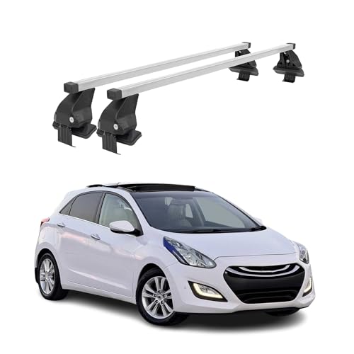 OMAC - Barras de techo transversales de acero para Hyundai i30 II 2011-2017 - Antirrobo Incluido - Probadas City Crash - DIN 75302:2019 - ISO/Paso 11154:2006 - Carga máxima 50 kg Plata