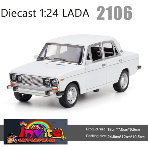 Image of WORSHIPER Diecast 1:24 Lada 2106 Alloy Car Model High Simulation Metal Toy Classic Car Vehicles Model Sound Light Collection Children Gift [Multicolor]