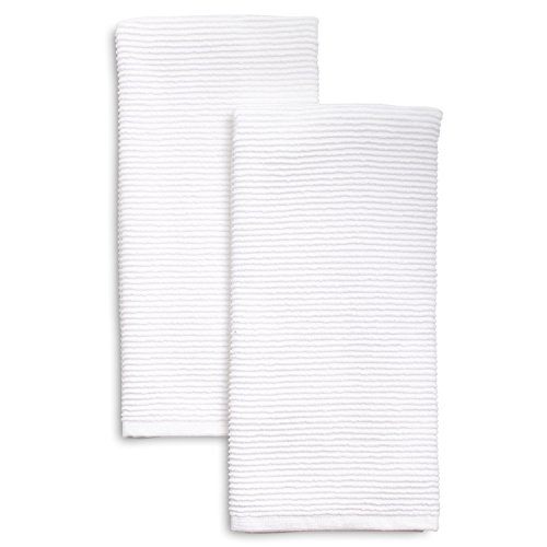 Sur La Table Ribbed Kitchen Towels – Set of 2, Oversized 30' x 20' Super-Absorbent 100% Turkish Cotton Dish Towels – Durable & Machine Washable