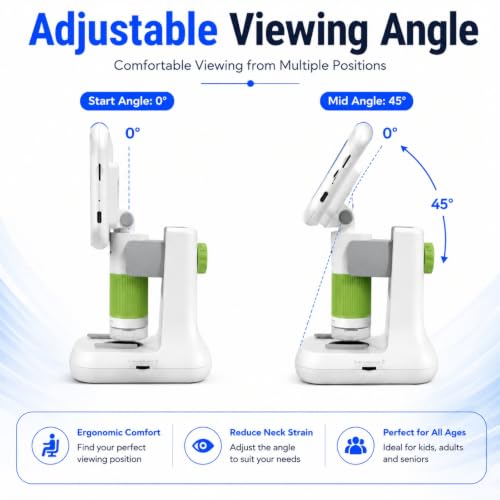 Image of SMILEDRIVE Digital Microscope with 1000X Magnification | 4.3 Inch Screen | USB PC Connectivity | 8 Led lights & 1 backlight | HD Photo & Video Recording | Handheld & Rechargeable | Dual light sources