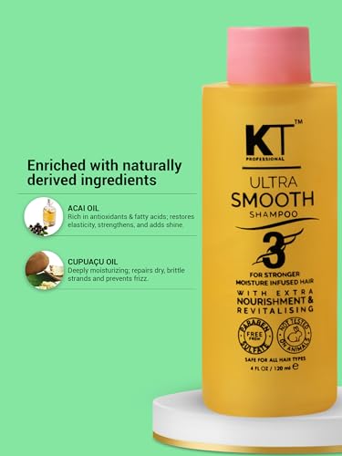 Image of KT Professional Keratin Protein Ultra Smooth Shampoo Sulfate Free Paraben Free Straightening Smoothening Treatment Extra Nourishment Moisturization120ml