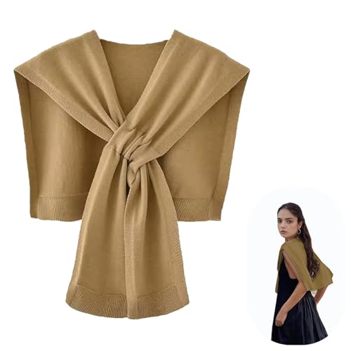 NiceYnn Strickpullover, Poncho, Schal, geknotet, Cape, einfarbig, lässig, Strand, Reise, Urlaub, Geburtstag, braun, One size