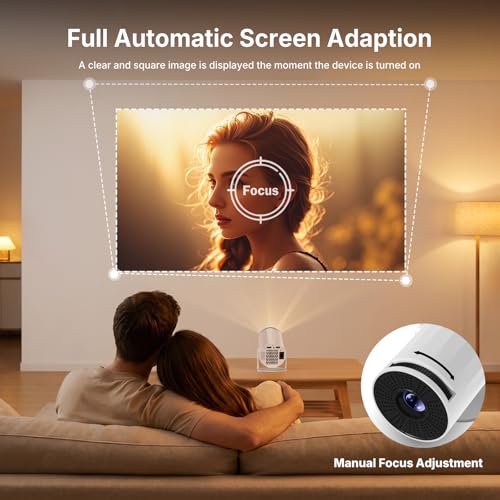 Image of Mini Projector with WiFi and Bluetooth, Portable Movie Projector Compatible with 4K, Automatic Keystone, 210 Rotation, 120.5 inch Screen Smart Projector Compatible with HDMI Phone and