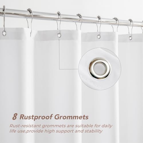 Image of Felisa Stall Fabric Shower Curtain Liner with 3 Magnets,48W x 72L, Waterproof & Hotel Quality Shower Stall Curtain Liner for Bathroom,Soft Cloth Shower Curtain Liners,Machine Washable,White