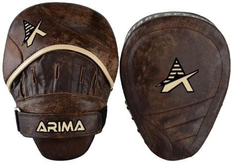 Vintage Leather Focus Pads, Adjustable Hand Mitts for Boxing, MMA, Kickboxing, Martial Arts, and Muay Thai Training