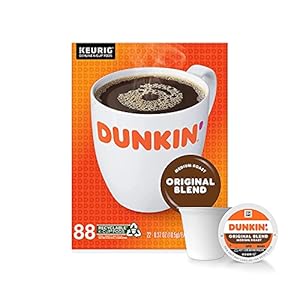 Dunkin’ Original Blend Medium Roast Coffee, 88 Count K-Cup Pods, 22 Count (Pack of 4)