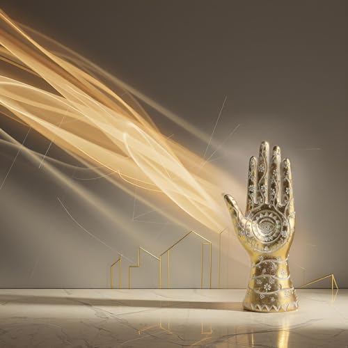 Escultura Mano Hamsa Ojo Turco Decorativa Dorada miniatura 7