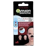 Garnier Pure Active Anti-Blackhead Charcoal Nose Strips, Pack of 4 Nose Strips, Remove Blackheads, Impurities & Excess Sebum, Use on Nose, Forehead and Chin, Dermatologically Tested