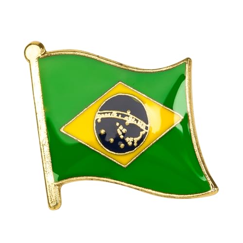 Brazil Brazilian National Flag Enamel Pin Badge Lapel – 1.9cm x 1.5cm – Hard Enamel Brazil Flag Design – Patriotic Souvenir for Jacket, Hat, or Backpack