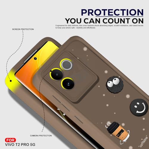 Image of AESTMO Back Case Cover for Vivo T2 Pro 5G / iQOO Z7 Pro 5G | Coffee Silicone Case | Full Body Protection | Camera Protection Back Cover for Vivo T2 Pro 5G / iQOO Z7 Pro 5G (Brown)