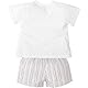 BABIDU Uni Baby Conjunto para Bebé Niño Con Camiseta Manga Corta Y Pantalón Corto Estampado de Rayas Set, Einfarbig, 9 Months